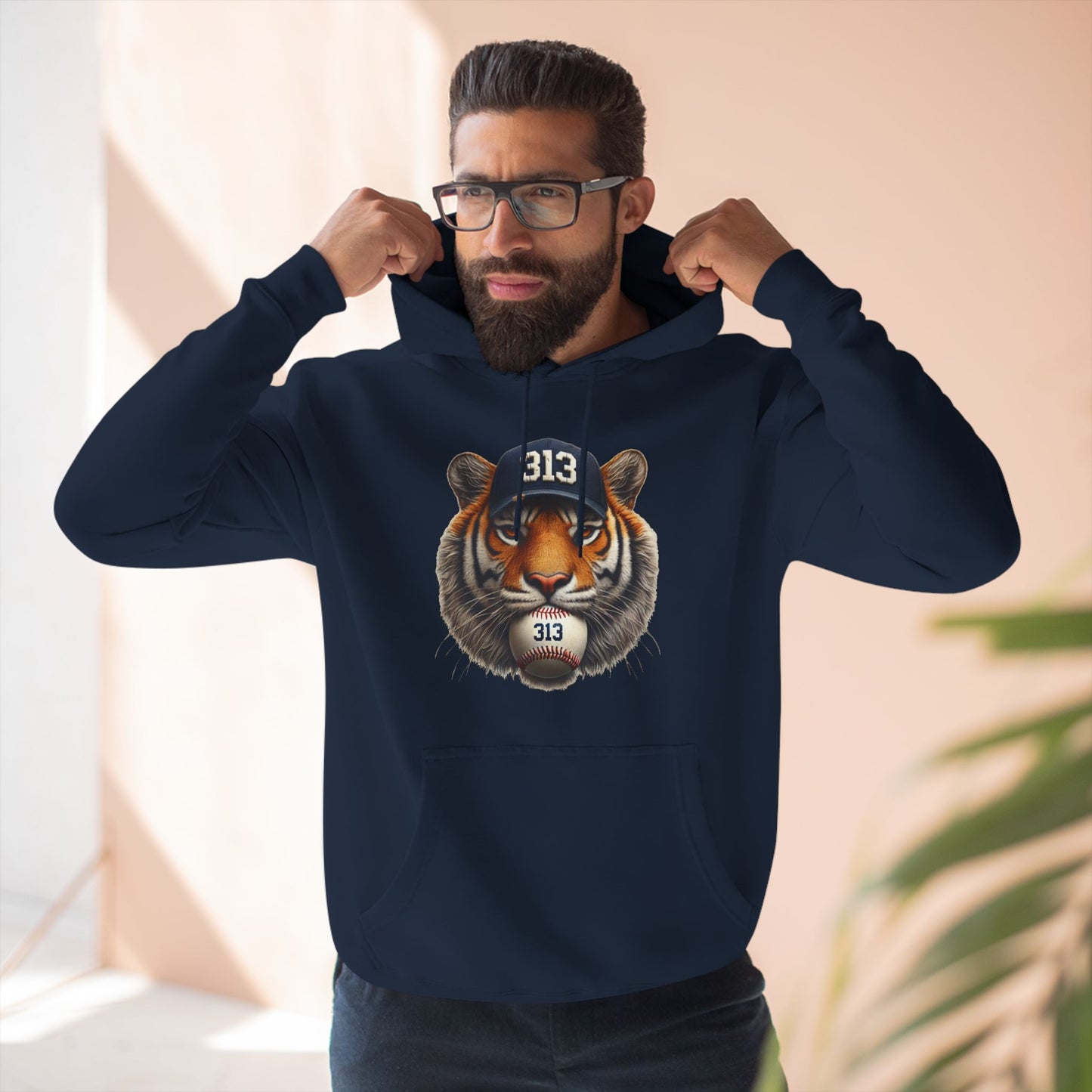 Fierce Tiger of Detroit Three-Panel Fleece Hoodie