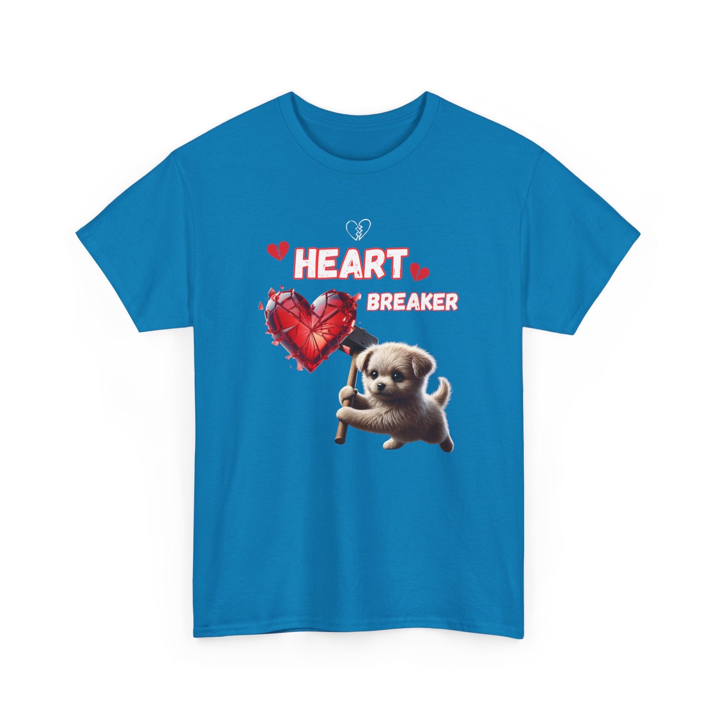 Heartbreaker Unisex Tee, Cute Puppy Sledgehammer, Broken Hearts Tshirt, Casual Animal Lover Shirt, Graphic Tee Gift