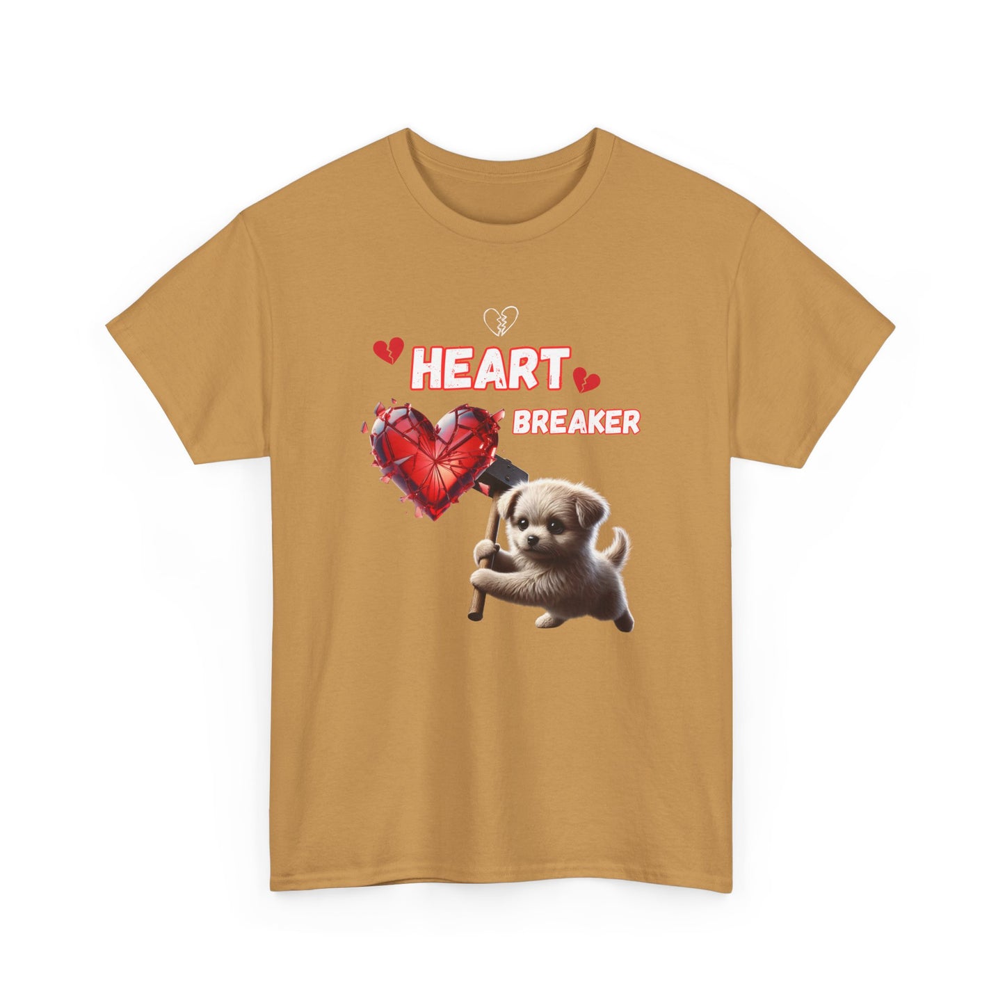 Heartbreaker Unisex Tee, Cute Puppy Sledgehammer, Broken Hearts Tshirt, Casual Animal Lover Shirt, Graphic Tee Gift