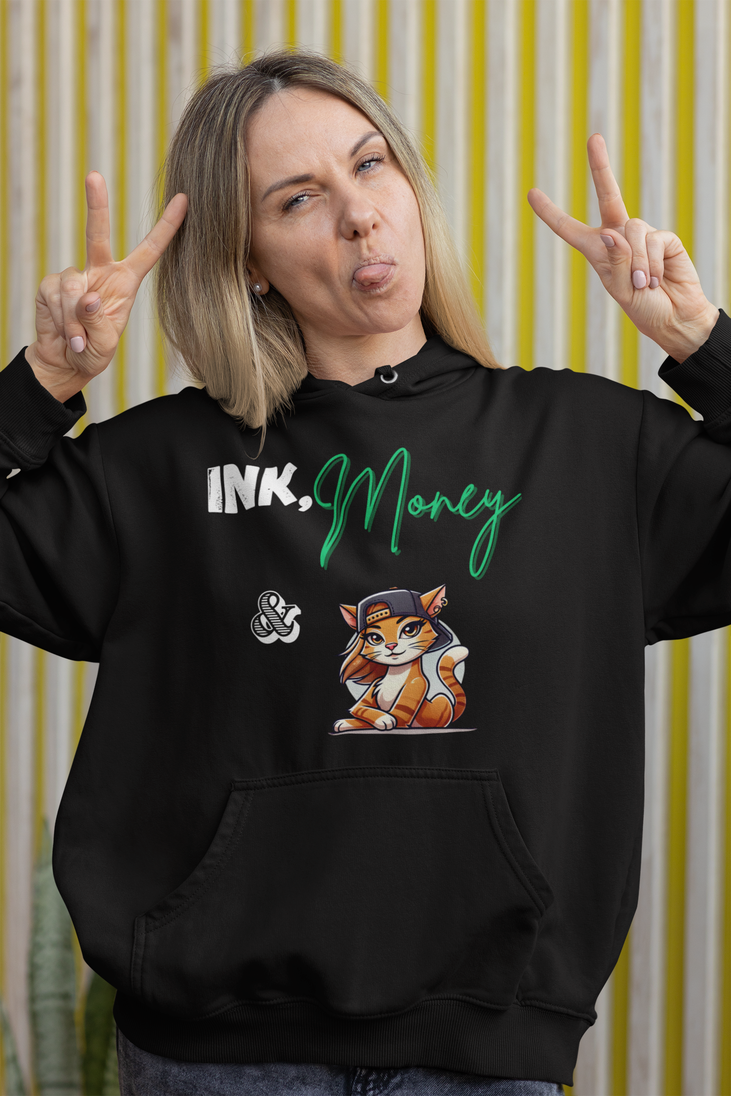 Ink, Money, and Kitty Hoodie