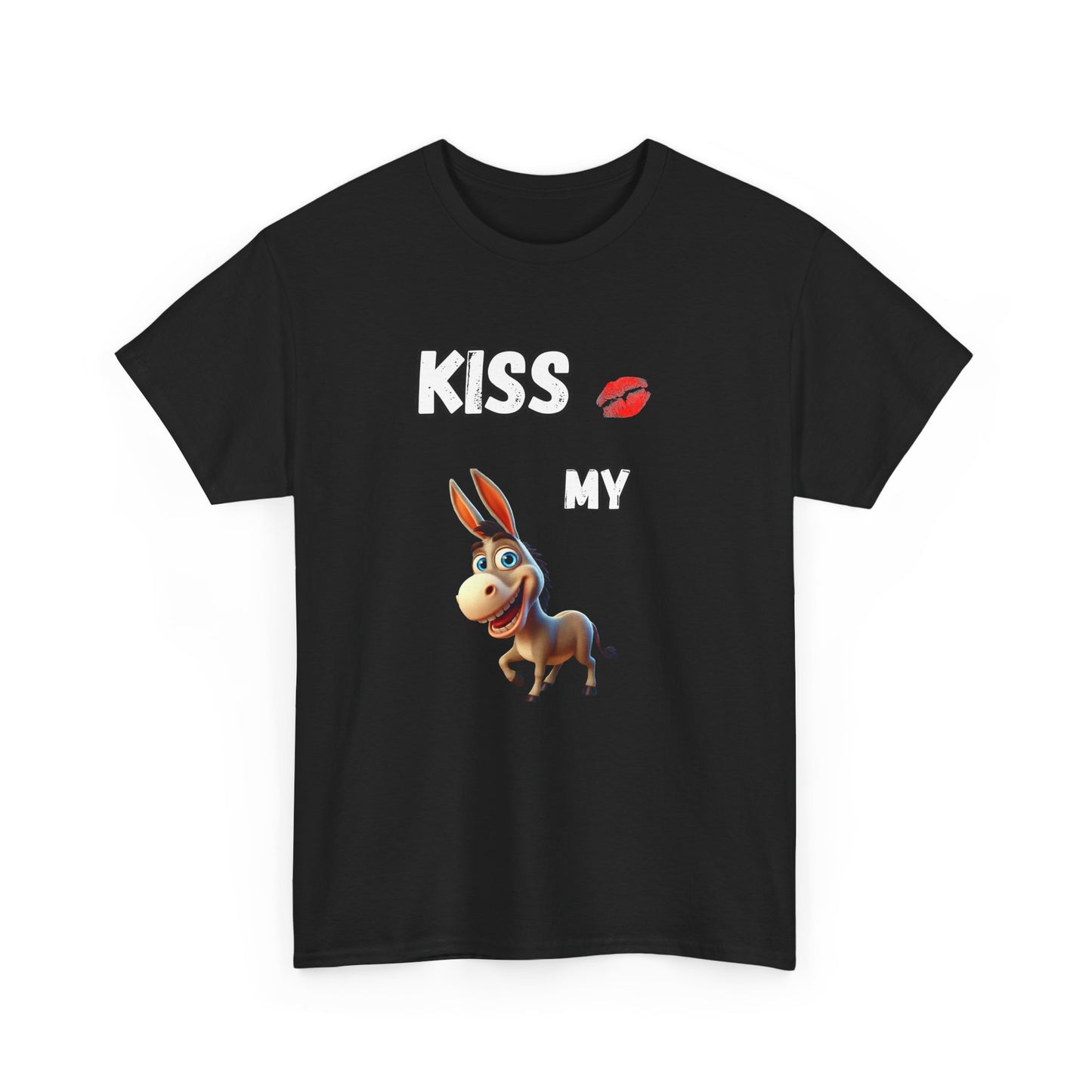 Funny Kiss My Ass Unisex Heavy Cotton Tee, Lips and Donkey Graphic Shirt, Sarcastic Tee, Humor T-shirt, Graphic Tee, Funny Quote Shirt, Express delivery