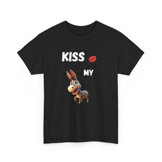Funny Kiss My Ass Unisex Heavy Cotton Tee, Lips and Donkey Graphic Shirt, Sarcastic Tee, Humor T-shirt, Graphic Tee, Funny Quote Shirt, Express delivery