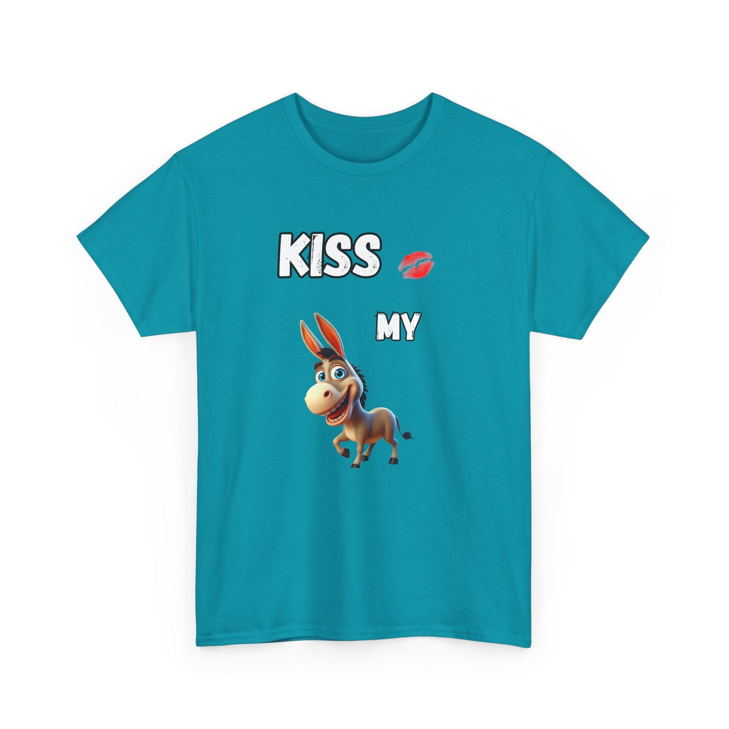 Funny Kiss My Ass Unisex Heavy Cotton Tee, Lips and Donkey Graphic Shirt, Sarcastic Tee, Humor T-shirt, Graphic Tee, Funny Quote Shirt, Express delivery